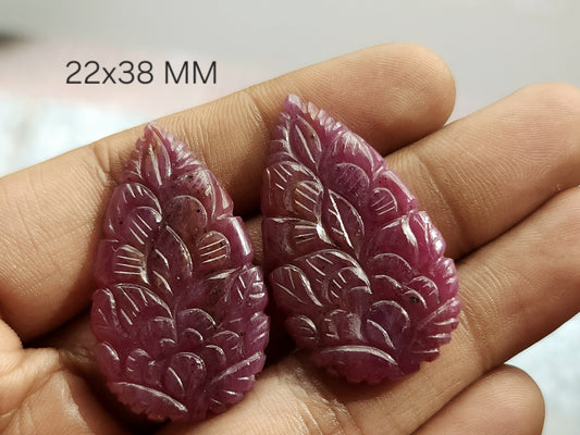 Natural Ruby Carved Pair – Carvings for Charms, Pendants & Jewelry Making