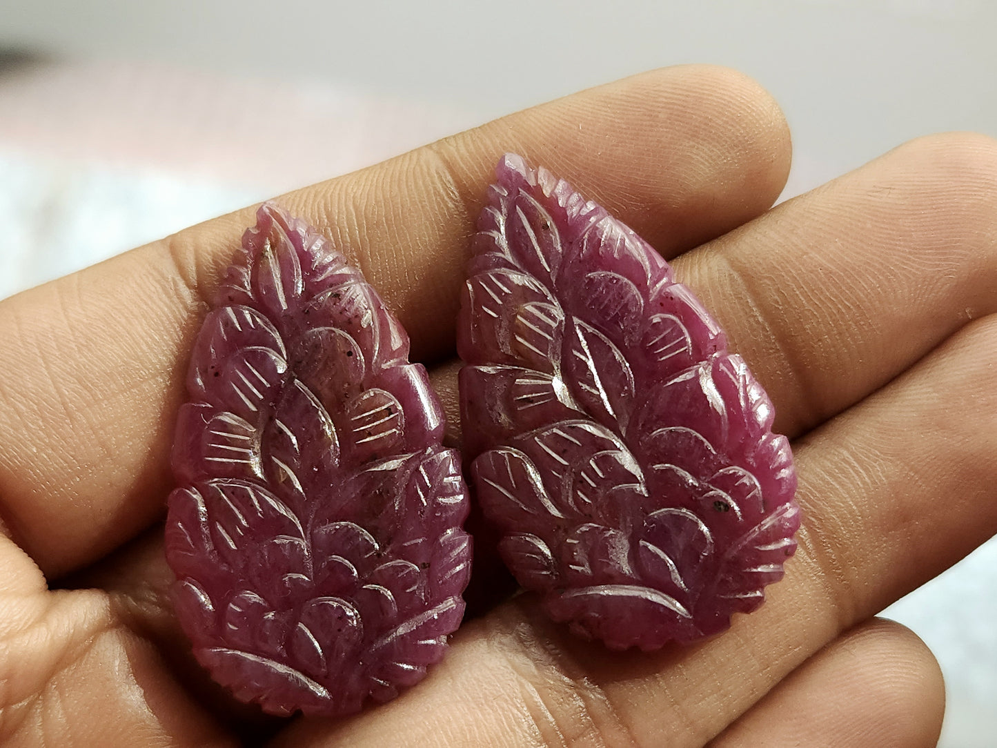 Natural Ruby Carved Pair – Carvings for Charms, Pendants & Jewelry Making