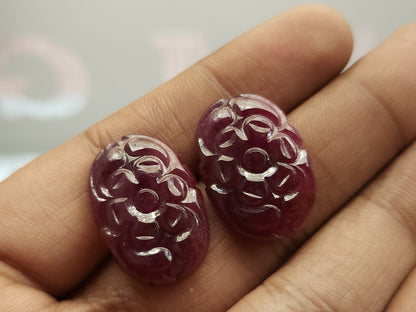Natural Ruby Carved Pair – Carvings for Charms, Pendants & Jewelry Making