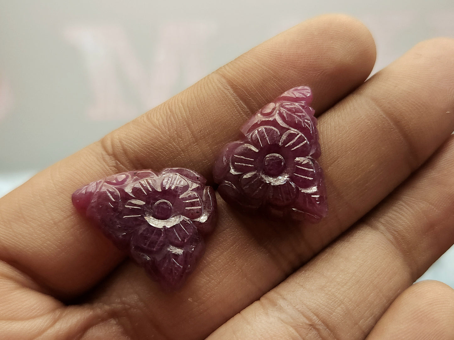 Natural Ruby Carved Pair – Carvings for Charms, Pendants & Jewelry Making