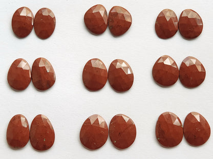 Natural Red Jasper Rose Cut Faceted Pair