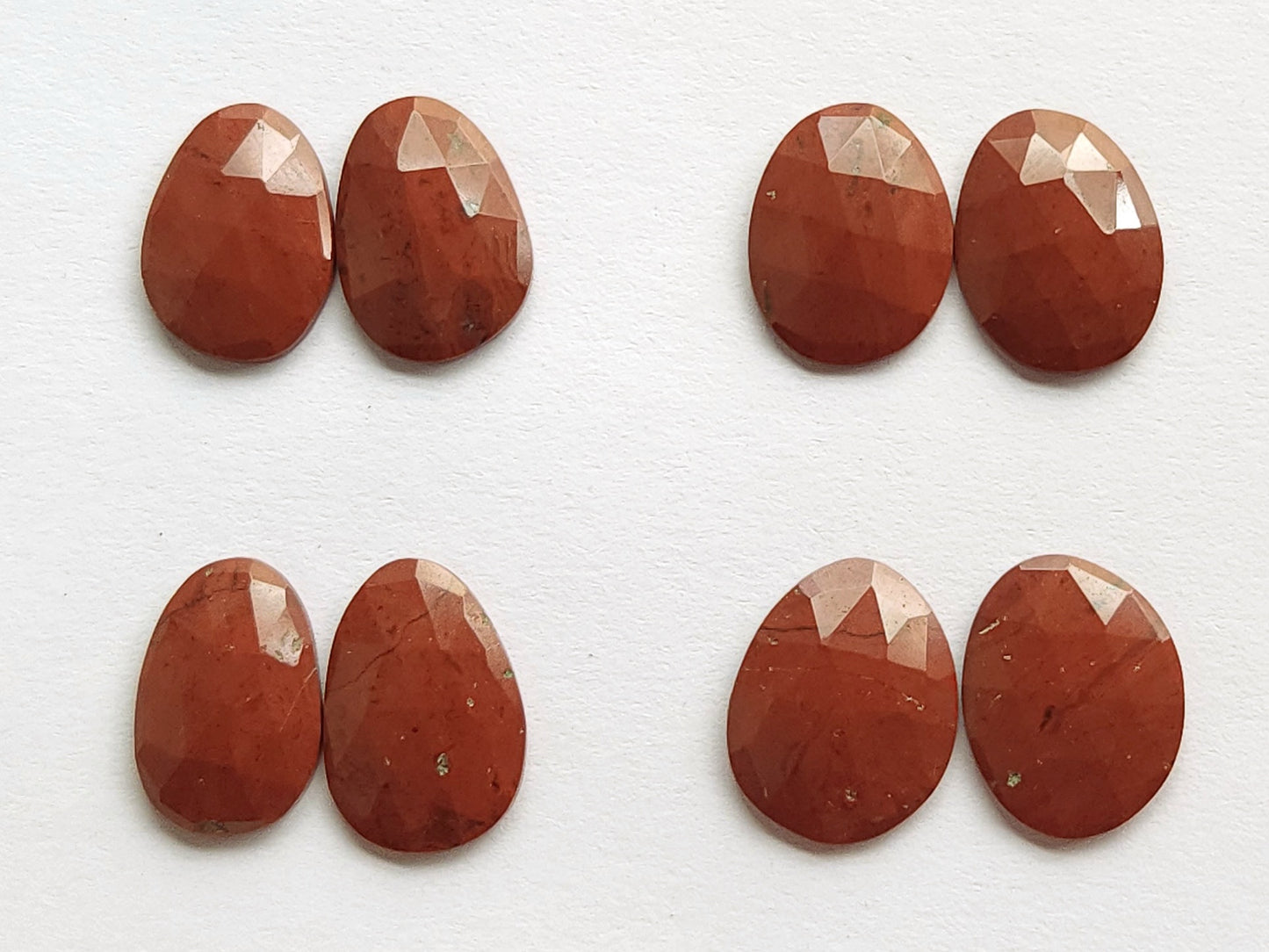 Natural Red Jasper Rose Cut Faceted Pair