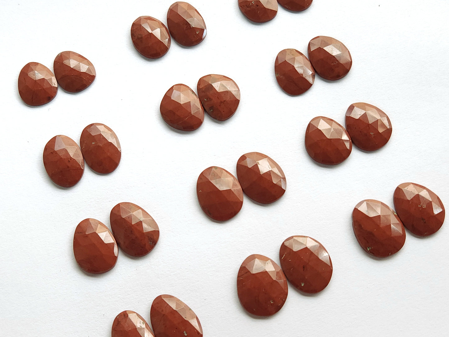 Natural Red Jasper Rose Cut Faceted Pair
