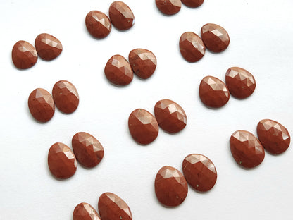 Natural Red Jasper Rose Cut Faceted Pair