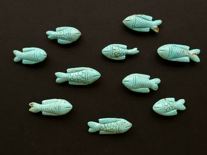 Natural Arizona Turquoise Hand-Carved Fish