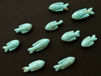 Natural Arizona Turquoise Hand-Carved Fish