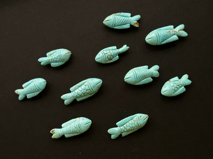 Natural Arizona Turquoise Hand-Carved Fish