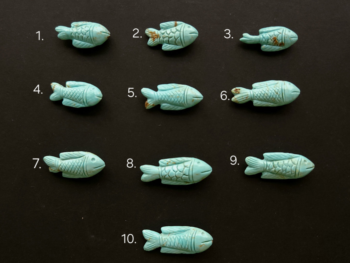 Natural Arizona Turquoise Hand-Carved Fish