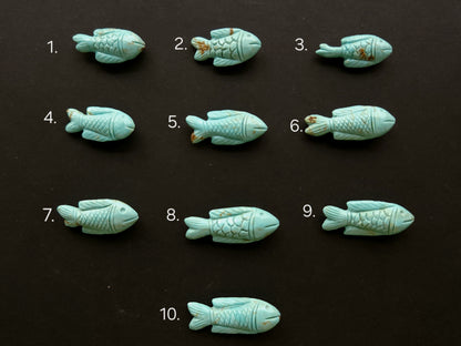 Natural Arizona Turquoise Hand-Carved Fish