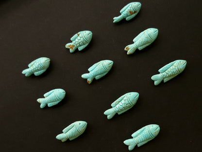 Natural Arizona Turquoise Hand-Carved Fish