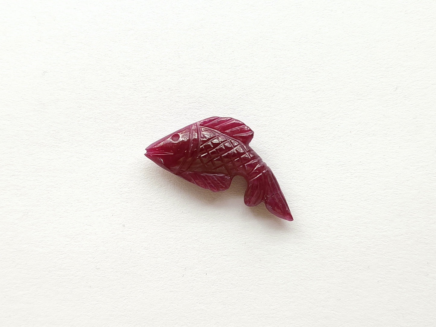 Rare! Natural Ruby Hand-Carved Fish