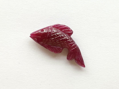 Rare! Natural Ruby Hand-Carved Fish