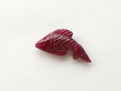 Rare! Natural Ruby Hand-Carved Fish