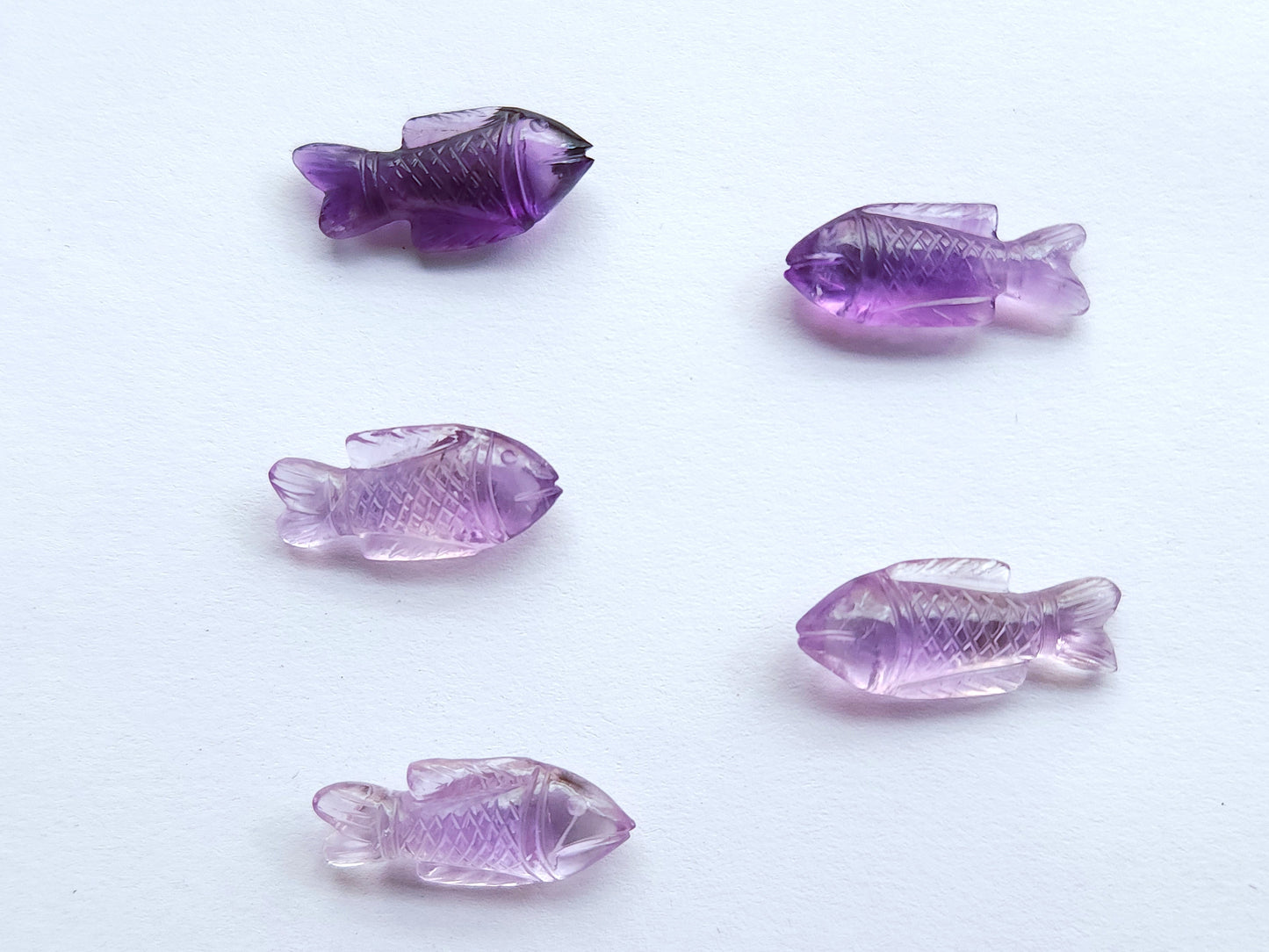 Natural Amethyst Hand-Carved Fish