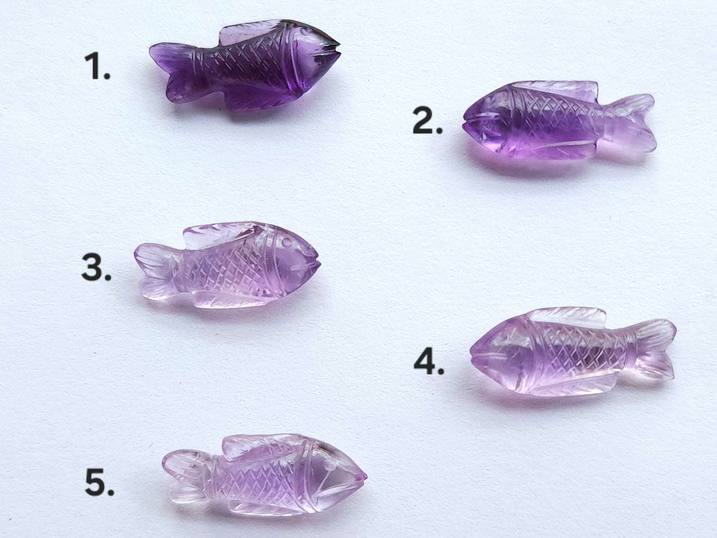 Natural Amethyst Hand-Carved Fish