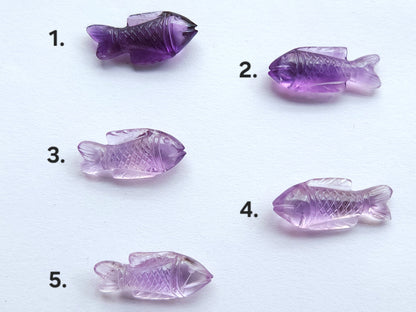 Natural Amethyst Hand-Carved Fish