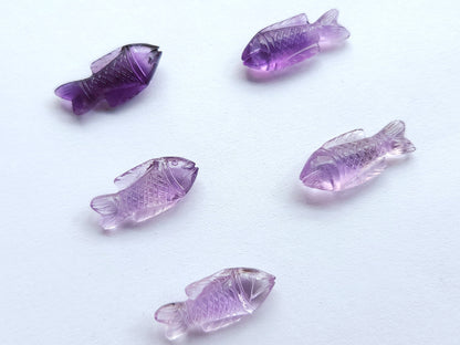 Natural Amethyst Hand-Carved Fish