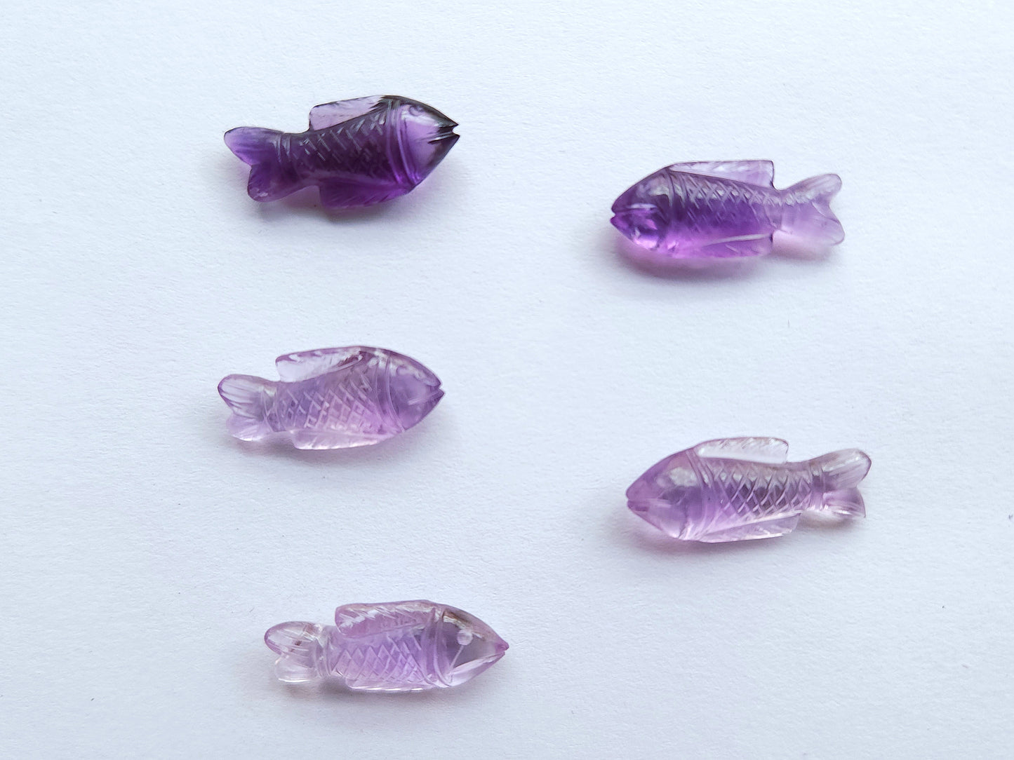 Natural Amethyst Hand-Carved Fish