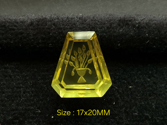 Natural Lemon Quartz Hand-carved Fantasy cut reverse carving