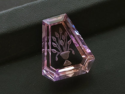 Natural Ametrine Hand-Carved Fantasy Cut Reverse Carving