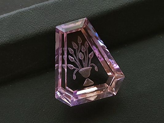 Natural Ametrine Hand-Carved Fantasy Cut Reverse Carving