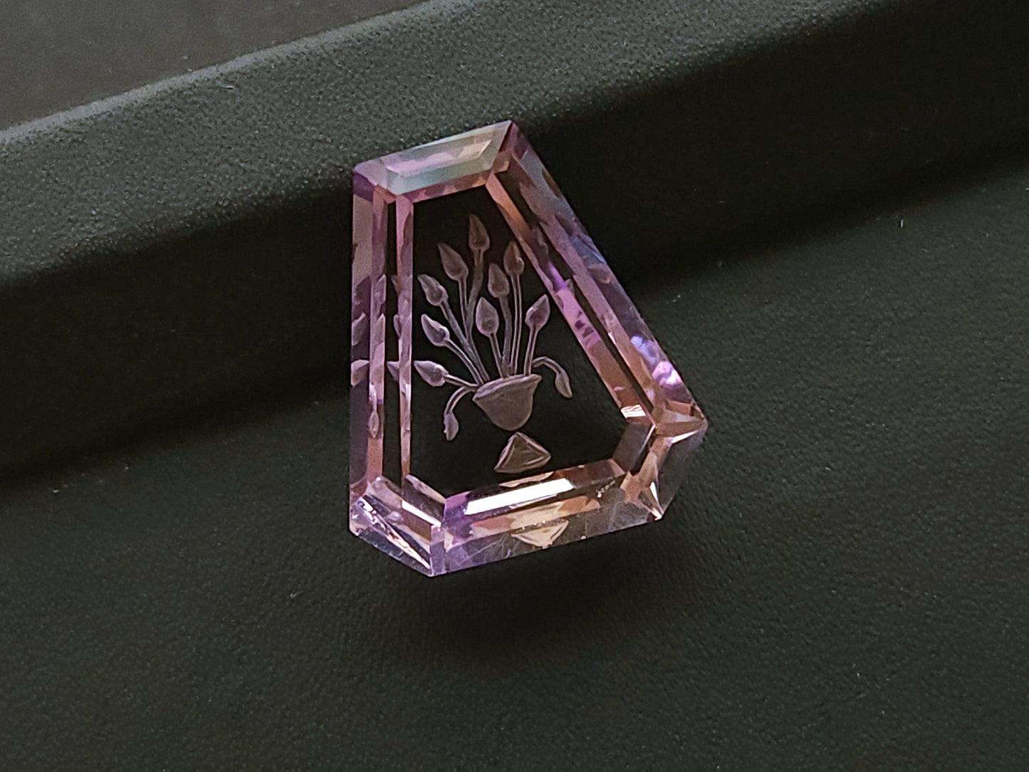 Natural Ametrine Hand-Carved Fantasy Cut Reverse Carving
