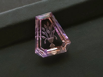 Natural Ametrine Hand-Carved Fantasy Cut Reverse Carving