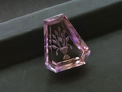 Natural Ametrine Hand-Carved Fantasy Cut Reverse Carving