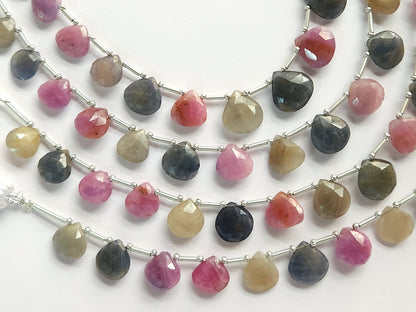 Multi Sapphire Heart Shape Faceted Beads