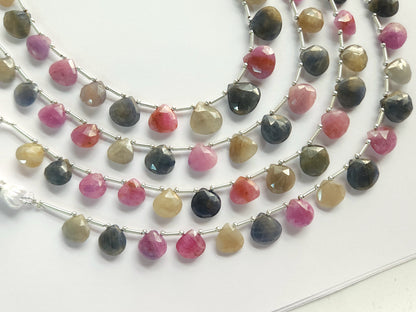 Multi Sapphire Heart Shape Faceted Beads