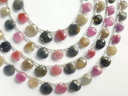 Multi Sapphire Heart Shape Faceted Beads