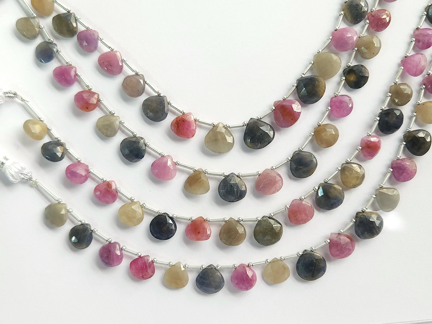 Multi Sapphire Heart Shape Faceted Beads