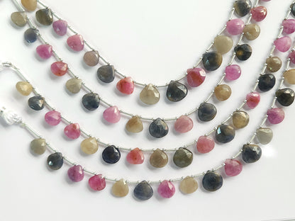 Multi Sapphire Heart Shape Faceted Beads