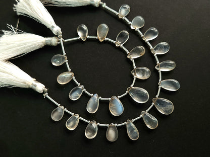 Natural Siloni Moonstone Smooth Pear Shape Beads