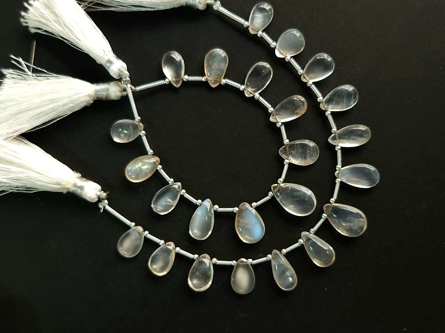 Natural Siloni Moonstone Smooth Pear Shape Beads