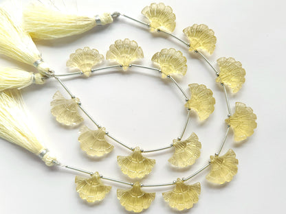Natural Lemon Quartz Fancy carved beads