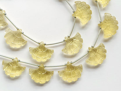 Natural Lemon Quartz Fancy carved beads