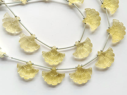 Natural Lemon Quartz Fancy carved beads
