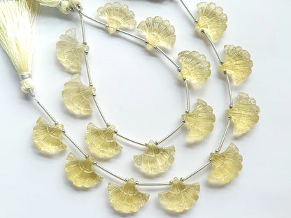 Natural Lemon Quartz Fancy carved beads