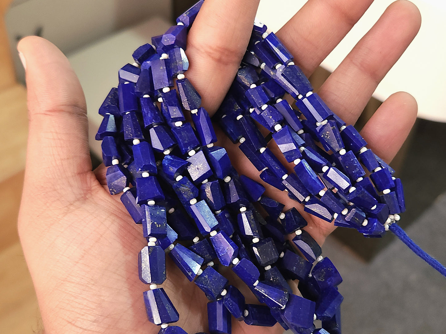 Natural Lapis Lazuli Uneven Faceted Tumble Shape Beads