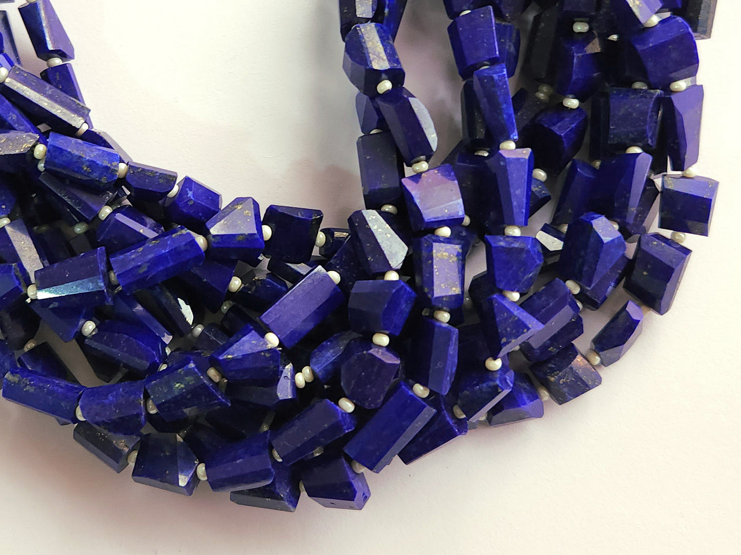 Natural Lapis Lazuli Uneven Faceted Tumble Shape Beads