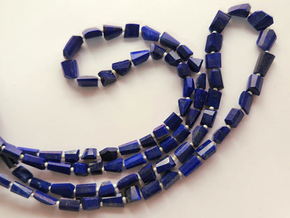 Natural Lapis Lazuli Uneven Faceted Tumble Shape Beads