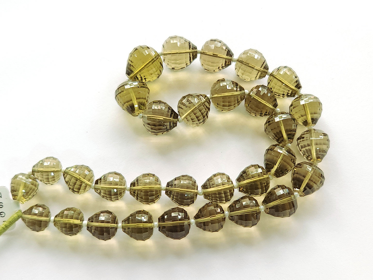 Natural Olive Quartz Onion Shape Concave Cut Beads