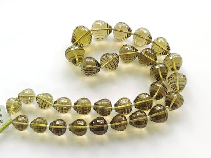 Natural Olive Quartz Onion Shape Concave Cut Beads