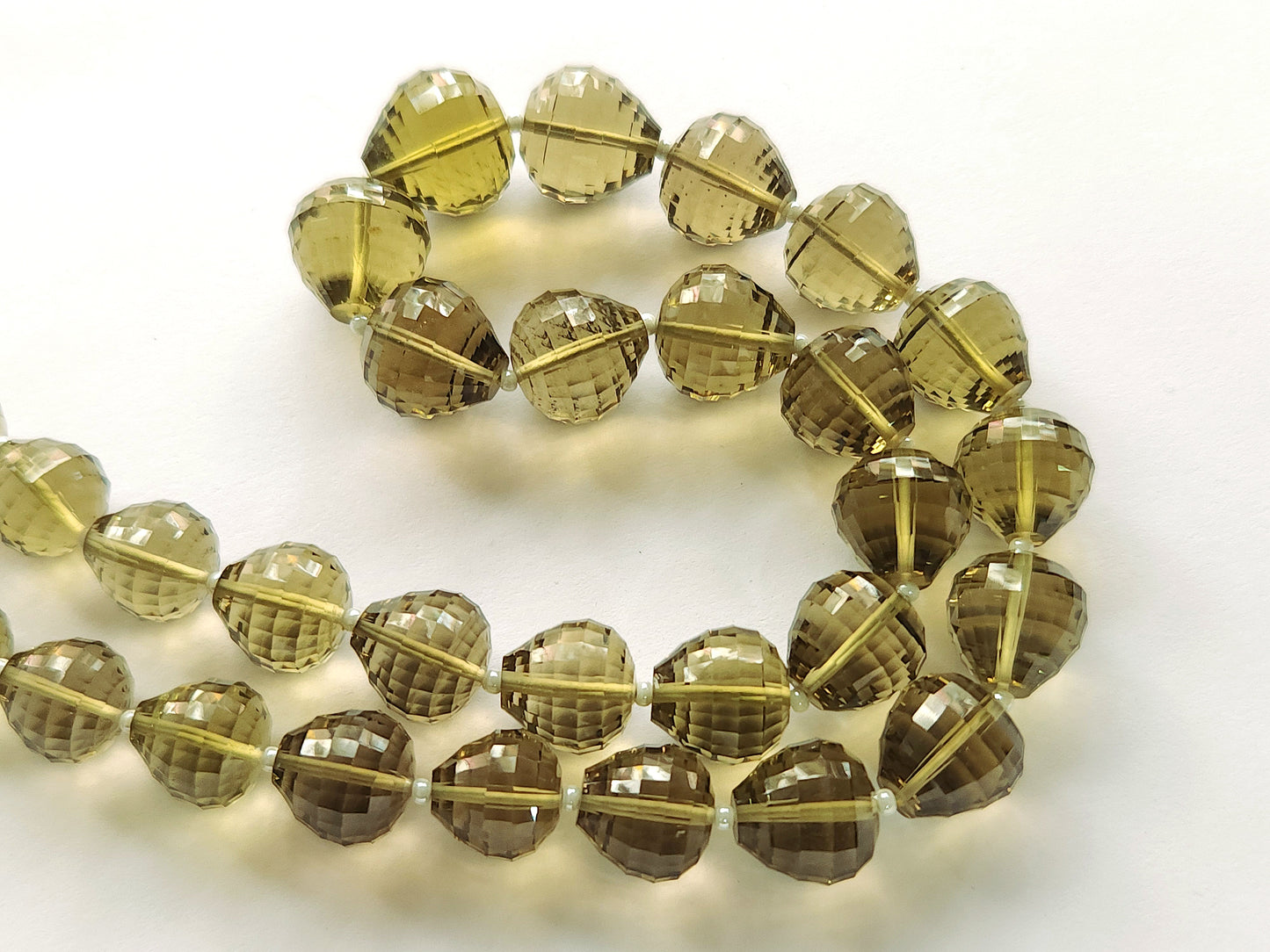 Natural Olive Quartz Onion Shape Concave Cut Beads