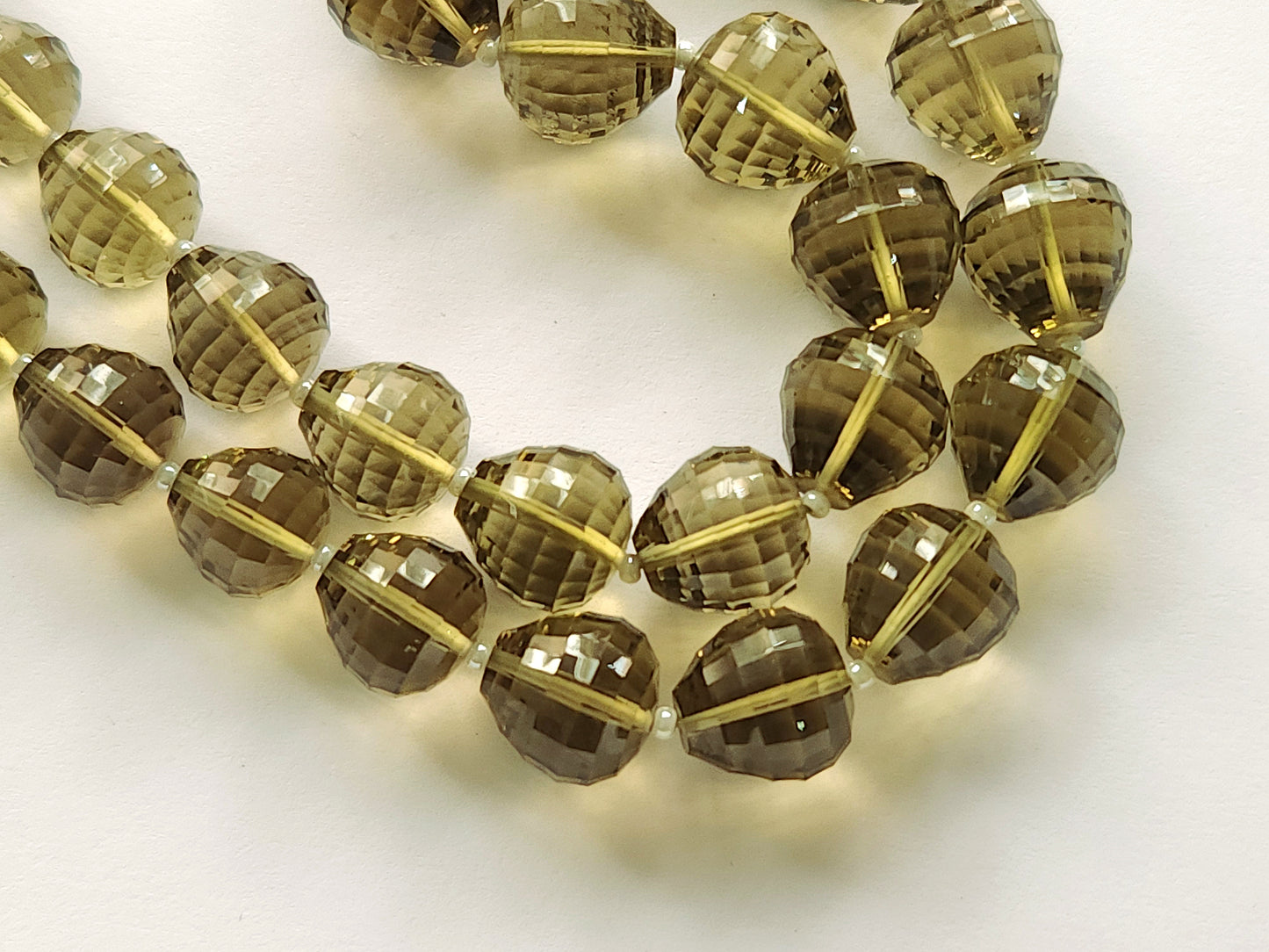 Natural Olive Quartz Onion Shape Concave Cut Beads