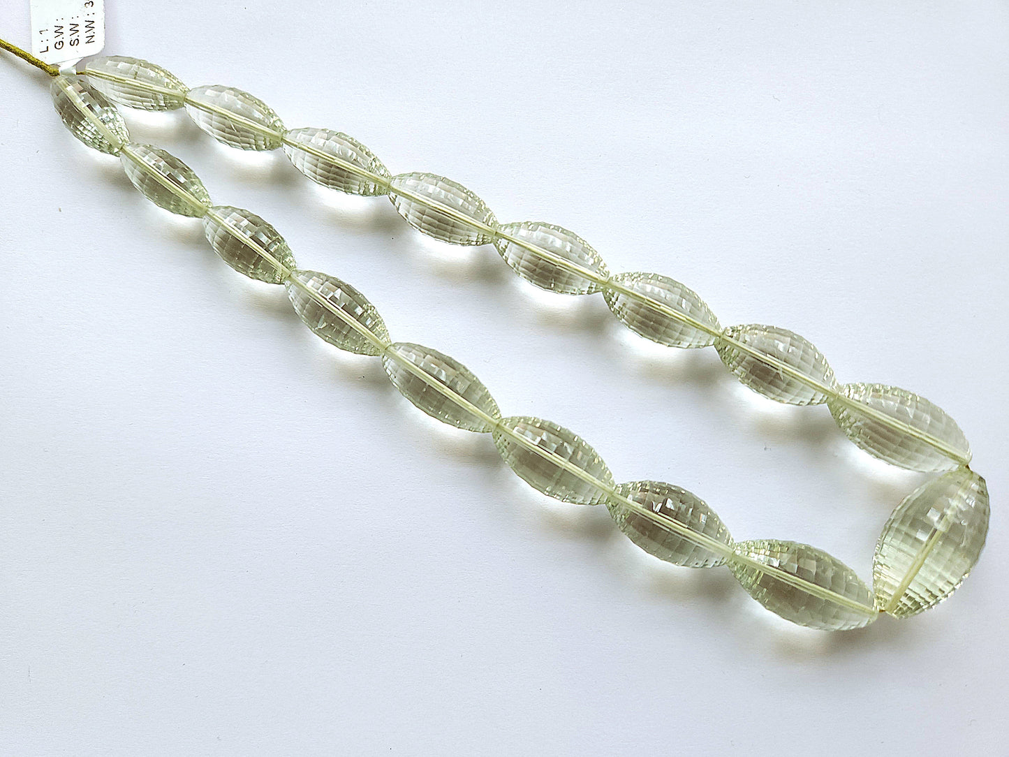 Natural Green Amethyst Olive Shape AAA Concave Cut Beads