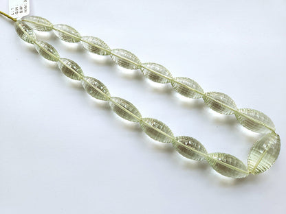 Natural Green Amethyst Olive Shape AAA Concave Cut Beads