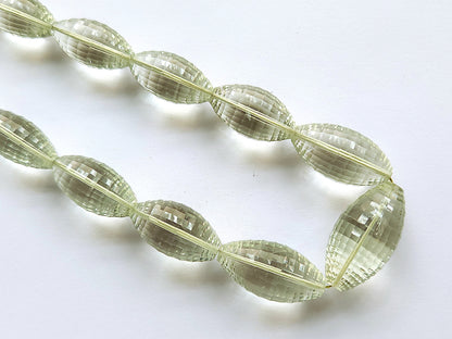 Natural Green Amethyst Olive Shape AAA Concave Cut Beads