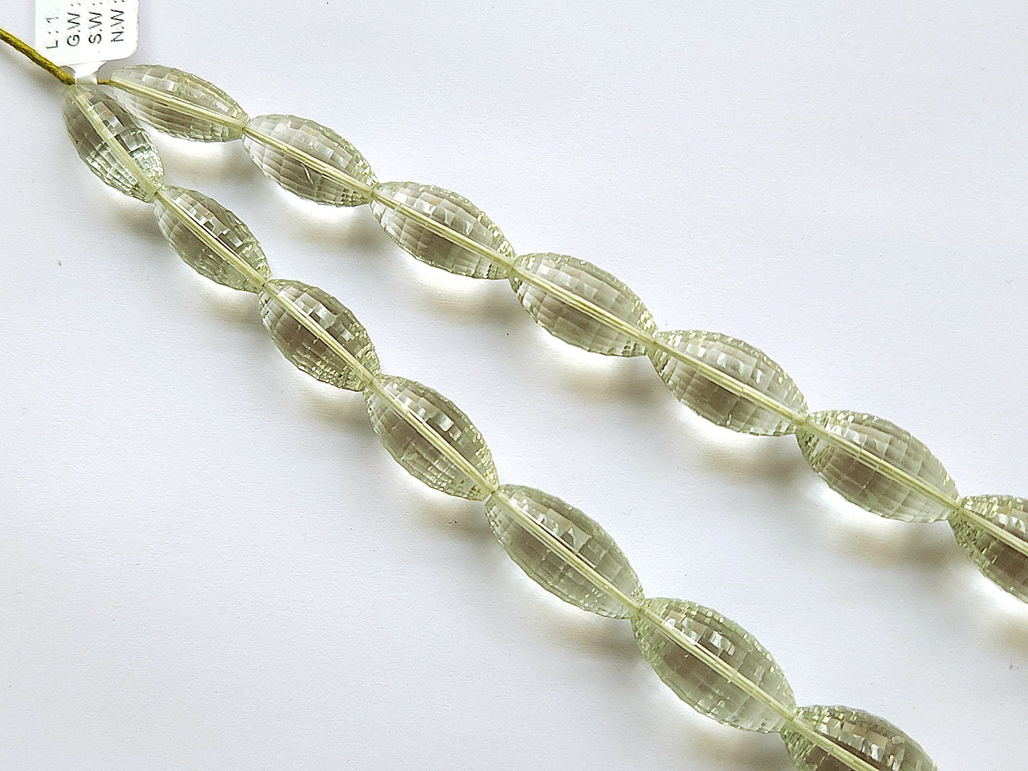 Natural Green Amethyst Olive Shape AAA Concave Cut Beads